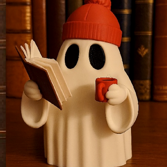 Cute Hipster Reading Ghost